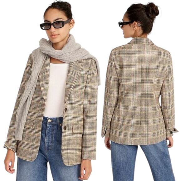 J. Crew Sommerset Blazer Jacket Glen Plaid English Wool Size 14 - Picture 1 of 14
